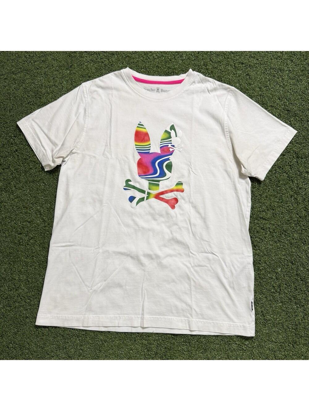 Psycho Bunny Multicolor Bunny Logo Pima Cotton Tee Mens Size 5 Skull Streetwear